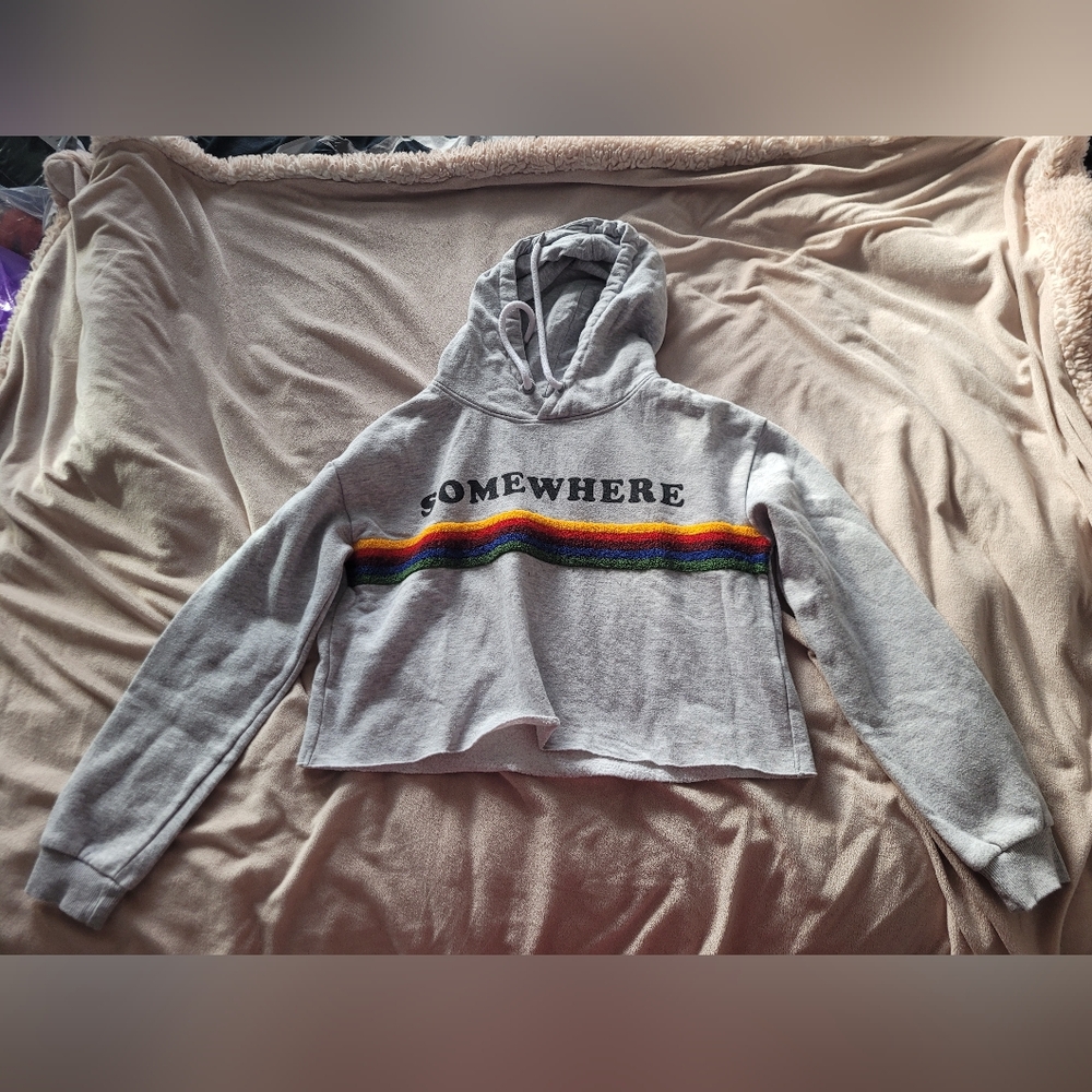 Gray Garage Cropped Hoodie